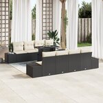 vidaXL Ensemble de canapé de jardin 7 pièces avec coussins en poly rotin noir
