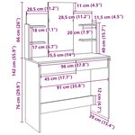 vidaXL Coiffeuse avec miroir vieux bois 96x39x142 cm