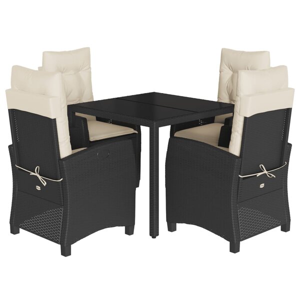 vidaXL Ensemble à manger de jardin coussins 5Pièces Noir Résine tressée