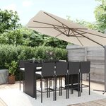 vidaXL Ensemble de bar de jardin 9 Pièces avec coussins noir poly rotin