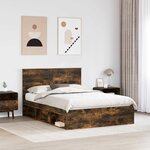 vidaXL Cadre de lit Chêne fumé 140 x 200 cm Bois de pin massif