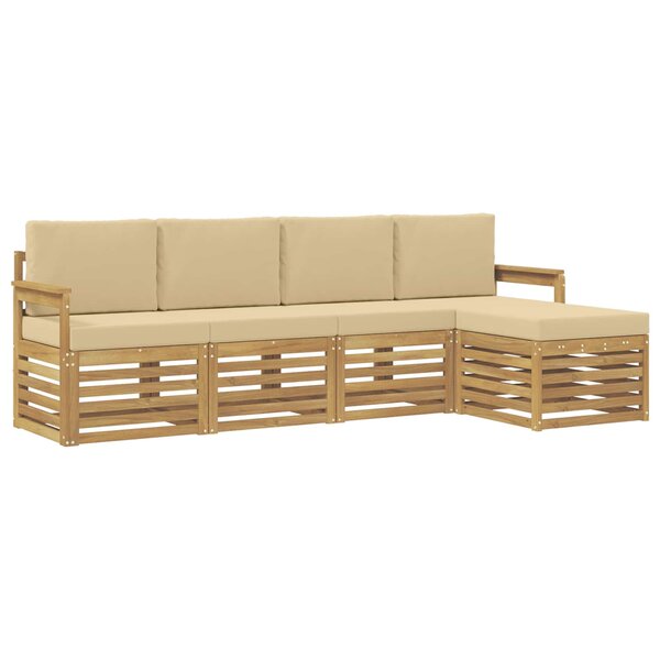 vidaXL Ensemble de canapés d'extérieur 5 pc Blanc et Beige Polyester