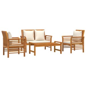 Salon de jardin meuble d'extérieur ensemble de mobilier 4 pièces avec coussins bois massif d'acacia 02_0016123