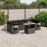vidaXL Salon de jardin 8 Pièces avec coussins noir résine tressée