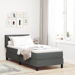 Lit box spring vidaXL avec matelas gris foncé 80x200 cm Tissu