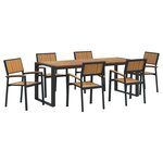 vidaXL Ensemble de salle à manger pour jardin 7 Pièces Noir et marron