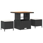 Ensemble de Canapé de Jardin 13 Pièces avec Coussins Noir Rattan Poly Acacia