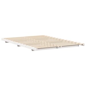 vidaXL Cadre de lit surélevé Blanc 140 x 200 cm Bois massif en pin