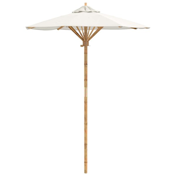 vidaXL Parasol de jardin Ø 150 x 210 cm Bambou Rond Crème blanc