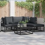 vidaXL Ensemble de canapé de jardin avec coussin 4 Pièces Noir Aluminium