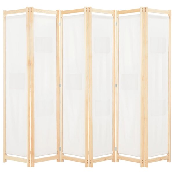 vidaXL Cloison de séparation 6 panneaux Crème 240 x 170 x 4 cm Tissu