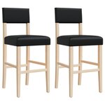 vidaXL Chaises de bar lot de 2 bois massif d'hévéa et similicuir