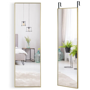 Miroir psyché rectangulaire 120 x 37 cm 2 méthodes d'assemblage cadre doré en alliage d'aluminium 20_0012855