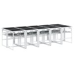 vidaXL Ensemble à manger de jardin avec coussins 11Pièces blanc textilène