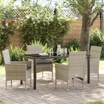 vidaXL Ensemble de Salle à Manger de Jardin 5 Pièces avec Coussins en Rattan Synthétique Gris Clair