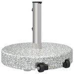 vidaXL Base de parasol ronde sur roulettes en granit gris de 29 kg avec poignée.