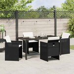 vidaXL Ensemble de salle à manger pour jardin 5 Pièces Noir Poly rotin