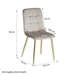 Table repas chêne Sonoma 120x80 4 chaises velours crème