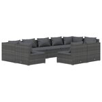 vidaXL Salon de jardin 9 Pièces avec coussins Gris Résine tressée