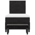 vidaXL Lit à Ressorts avec Matelas & Banc Noir 90x200 cm en Velours