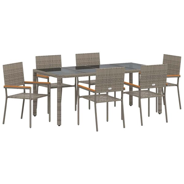 vidaXL Ensemble de salle à manger pour jardin 7 Pièces Gris