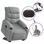vidaXL Fauteuil de massage inclinable Gris clair Tissu