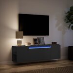 vidaXL Meuble TV mural avec lumières LED noir 135x31x39 5 cm