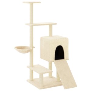 vidaXL Arbre à chat avec griffoirs en sisal crème 130 5 cm