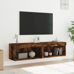 vidaXL Meubles TV avec lumières LED 2 Pièces chêne fumé 60x30x30 cm