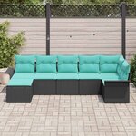 vidaXL Ensemble de canapé de jardin avec stockage 7 Pièces Noir polyrotin