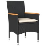vidaXL Ensemble de salle à manger de jardin 7 pièces avec des coussins en poly rattan noir