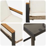 vidaXL Ensembles de meubles 3 Pièces Beige et blanc crème Rotin