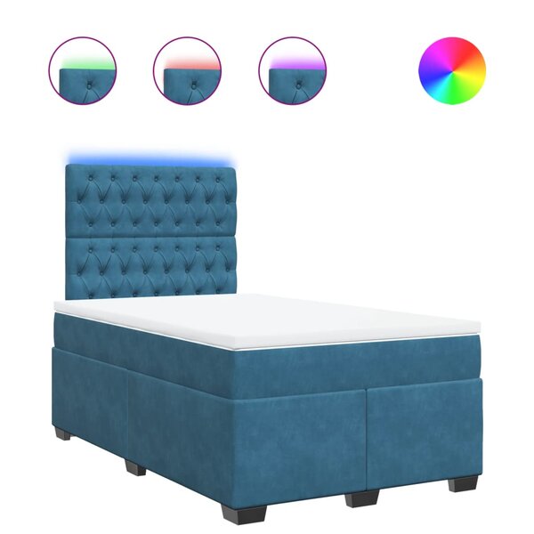 vidaXL Sommier à lattes de lit et matelas bleu 120x200 cm velours