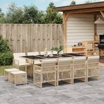 vidaXL Ensemble à manger de jardin et coussins 13 Pièces beige