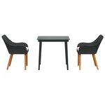 vidaXL Ensemble de salle à manger pour jardin 3 Pièces Noir polyrotin