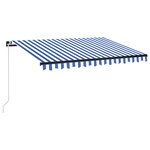 vidaXL Auvent manuel rétractable avec LED 350x250 cm Bleu et blanc