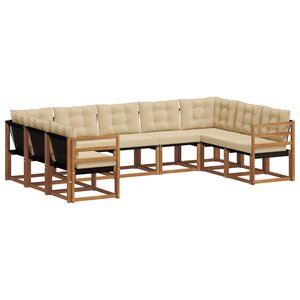vidaXL Ensemble de canapés d'extérieur 9 pc Naturel et Beige