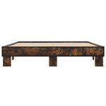 vidaXL Cadre de lit chêne fumé 150x200 cm bois d'ingénierie et métal