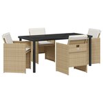 vidaXL Ensemble de salle à manger jardin 5 pièces avec coussins en poly rotin beige