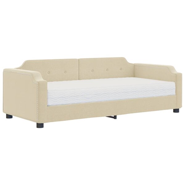 vidaXL Lit de jour avec matelas crème 90x200 cm tissu