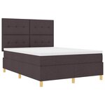 vidaXL Lit à ressort LED avec matelas Marron foncé 160 x 200 cm tissu