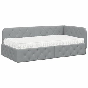 vidaXL Cadre de lit d'angle Gris clair 90 x 200 cm tissu