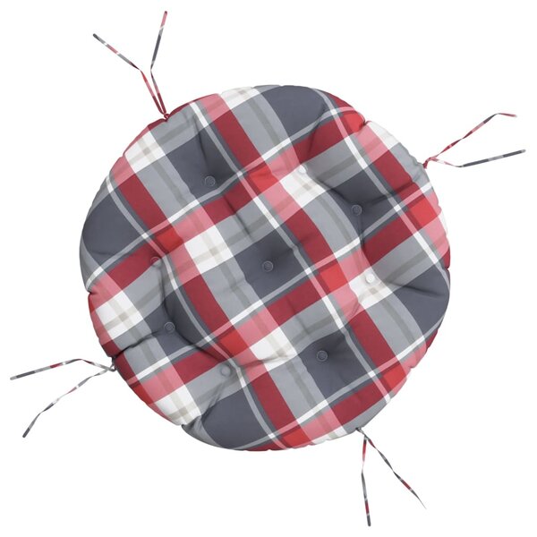 vidaXL Coussin rond motif à carreaux rouge Ø 60 x11 cm tissu oxford