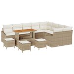 vidaXL Ensemble de canapé de jardin 13 Pièces Beige Poly rotin