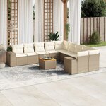 vidaXL Salon de jardin 11 Pièces avec coussins beige résine tressée