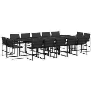 vidaXL Ensemble à manger de jardin avec coussins 15 Pièces noir textilène