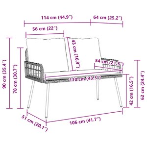 vidaXL Banc de jardin avec coussin Anthracite 114 x 64 x 90cm Acier