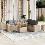 vidaXL Salon de jardin avec coussins 7 Pièces beige résine tressée