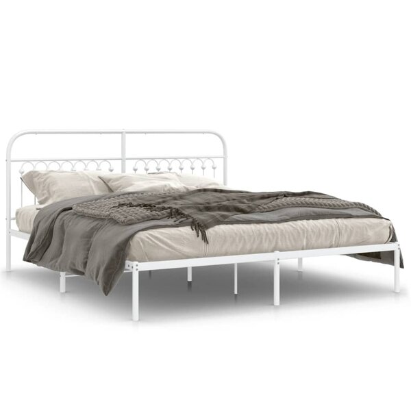 vidaXL Cadre de lit métal sans matelas et tête de lit blanc 183x203 cm