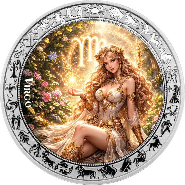 Monnaie VIRGO Goddesses Zodiac 1 Oz Argent 5 Cedis Ghana 2026 (PRÉCOMMANDE)